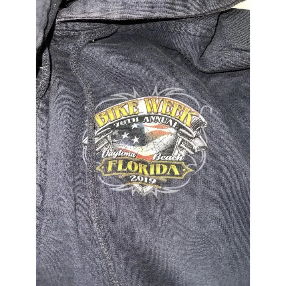 Daytona Beach Bike Week 2021 Men’s Full Zip Hoodie Blue Size XL - Picture 2 of 7